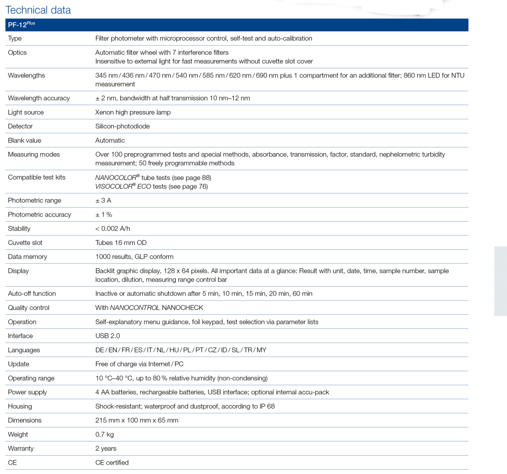 Technical data